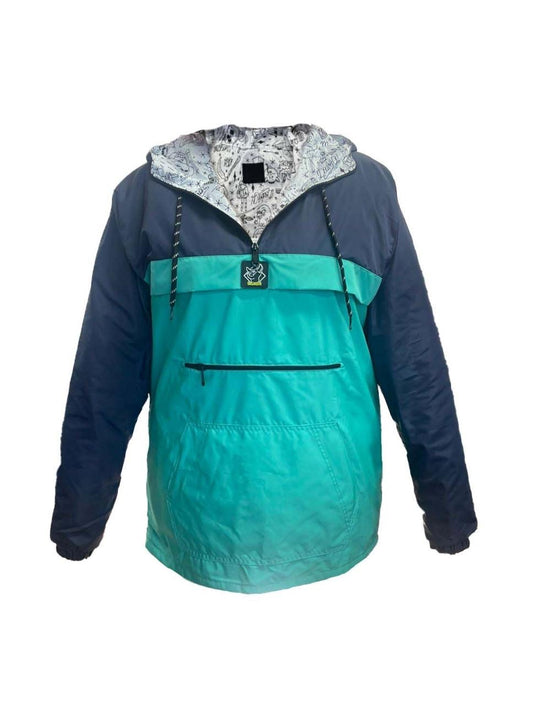 Chaqueta Impermeable con Cremallera Azul Oscuro y Verde Menta - Beta Azul Oscuro y Verde Menta