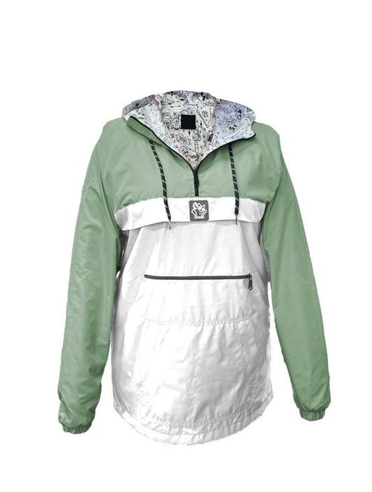 Chaqueta Impermeable con Cremallera Verde Menta y Blanco - Beta Verde menta y Blanco