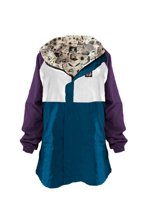 Chaqueta Impermeable Morado Oscuro y Azul  - Alfa Con Solapa Morado Oscuro y Azul