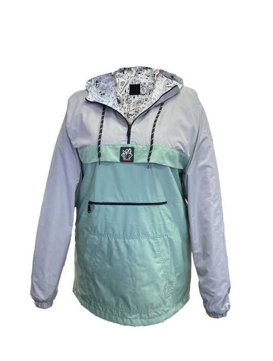 Chaqueta Impermeable con Cremallera Verde Menta - Beta Gris y Verde Menta