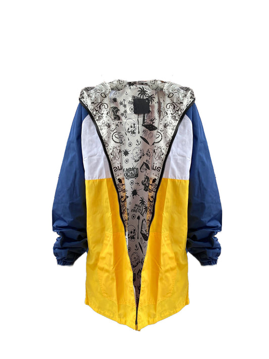 Chaqueta Impermeable  Azul y Amarillo  - Alfa con Solapa Azul y Amarillo