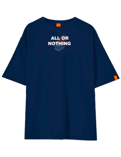 Camiseta Oversize Estampada para Hombre Azul - All Or Nothing Azul
