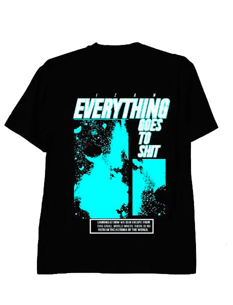 Camiseta Oversize Estampada para Hombre Azul - Everything Negro