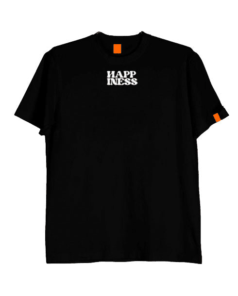 Camiseta para Hombre Negro Clásica Estampada - Happiness Negro