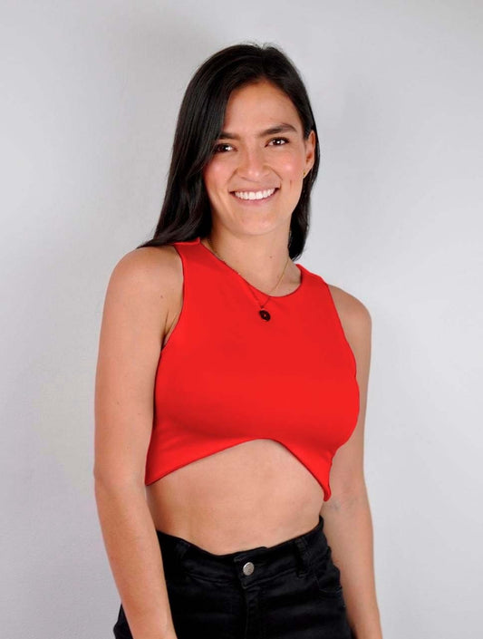 Crop Top para Mujer Rojo Manga Sisa - Botánico Rojo