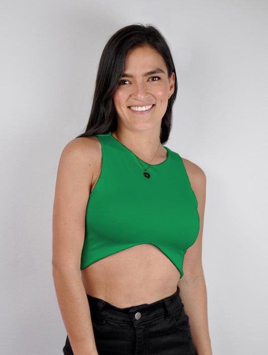 Crop Top para Mujer Verde Cali Manga Sisa - Botánico Verde Cali