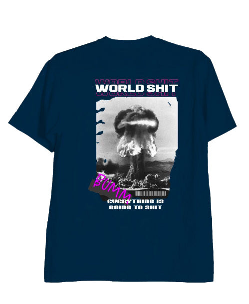 Camiseta para Hombre Azul Clásica Estampada - World Boom Azul