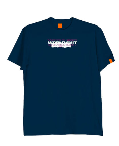 Camiseta para Hombre Azul Clásica Estampada - World Boom Azul