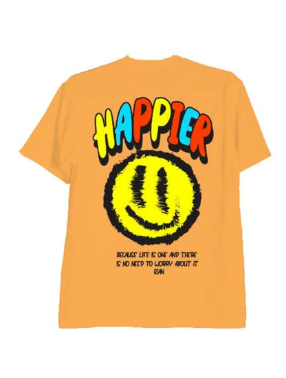Camiseta para Hombre Naranja Clásica Estampada - Happier Naranja